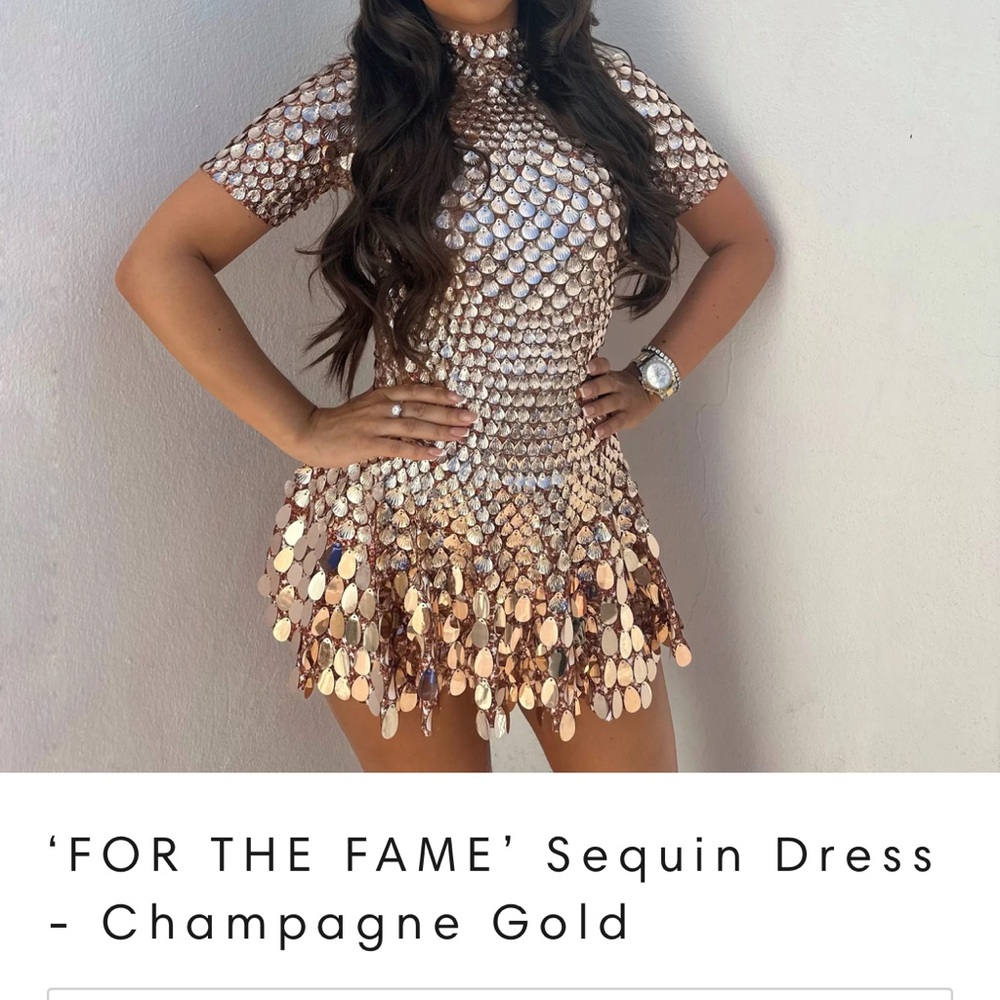 Champagne Gold Sequin Mini Dress